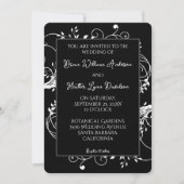 Zwarte Bloeiende Huwelijksuitnodiging Kaart (Voorkant)