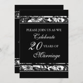 Zwarte bloem 20e jubileumfeest uitnodiging (Voorkant / Achterkant)