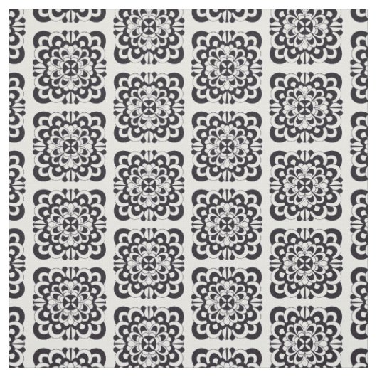 Zwarte Bloem Abstract Stof (Swatch)