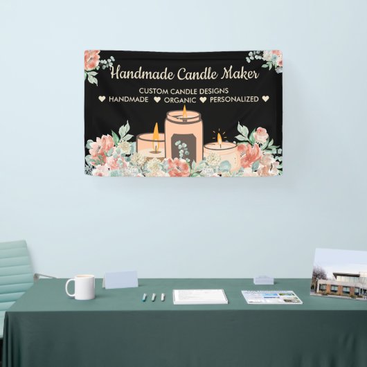 Zwarte Bloem Aromatherapie Handgemaakte Soja Kaars Spandoek (Beurs)