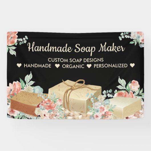 Zwarte Bloem Aromatherapie Handgemaakte Zeep Spandoek (Horizontaal)