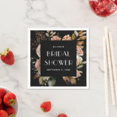 Zwarte Bloem Bruidsdouche | Boho Chic Elegant Servet (Insitu)