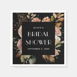 Zwarte Bloem Bruidsdouche | Boho Chic Elegant Servet