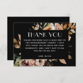 Zwarte bloem bruiloft feest | Boho romantische her Bedankkaart (Voorkant / Achterkant)