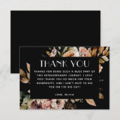 Zwarte bloem bruiloftsdouche | Boho romantische he Bedankkaart (Voorkant / Achterkant)