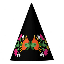 Zwarte Bloem Fiesta Mexicaanse Borduurwerk Verjaar Feesthoedjes