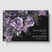 Zwarte Bloem Gothic Trouwen Gastenboek (Voorkant)