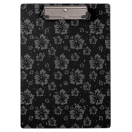 Zwarte bloem illustratie op zwarte achtergrond klembord