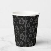 Zwarte bloem illustratie op zwarte achtergrond papieren bekers (Rechts)