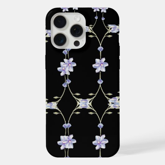 Zwarte bloem iPhone hoesje (Achterkant)