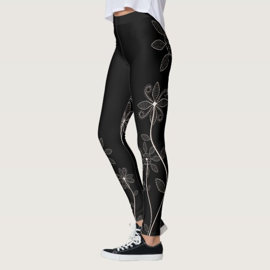 Zwarte Bloem Leggings (Links)