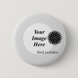 Zwarte Bloem Lint Sjabloon door Kenneth Yoncich Ronde Button 5,7 Cm