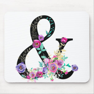 Zwarte Bloem Moderne Ampersand Chic Landelijk Muismat