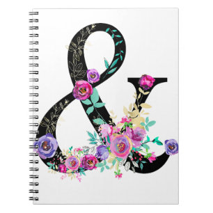 Zwarte Bloem Moderne Ampersand Chic Landelijk Notitieboek