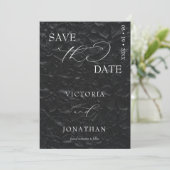Zwarte Bloem Moderne Elegante Save The Date (Staand voorkant)