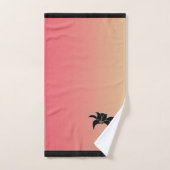 Zwarte Bloem Pastel Roze Geel Gradiënt Bad Handdoek (Handdoek)