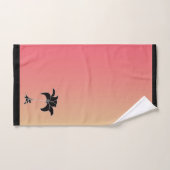 Zwarte Bloem Pastel Roze Geel Gradiënt Bad Handdoek (Handdoek)