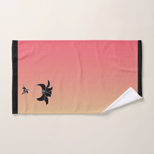 Zwarte Bloem Pastel Roze Gele Gradiënt  Bad Handdoek (Handdoek)