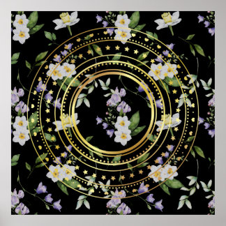 Zwarte bloem poster