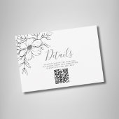 Zwarte bloem QR-code detail bruiloft bijlage kaart