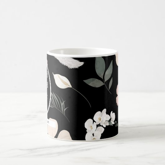 Zwarte bloem schrift koffiemok (Center)