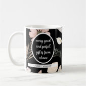 Zwarte bloem schrift koffiemok (Links)