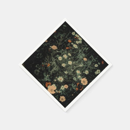 zwarte bloem servet (Hoek)