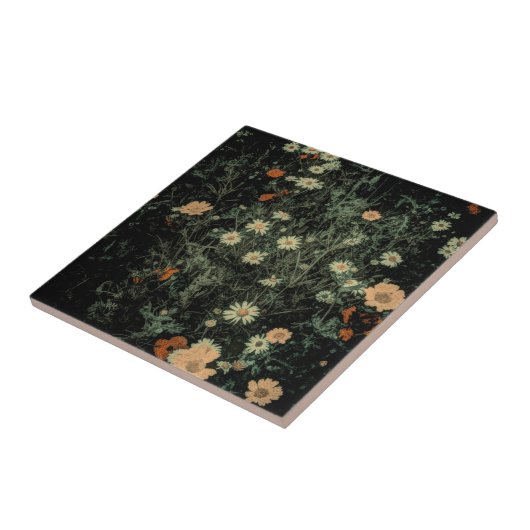 zwarte bloem tegeltje (Zijkant)