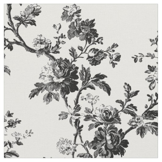 Zwarte Bloem Toile Herhaling Stof (Close Up)