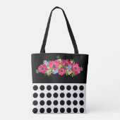 Zwarte bloem tote bag (Achterkant)