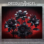 Zwarte bloemblaadjes stijgen - Decoupage - Tissuepapier