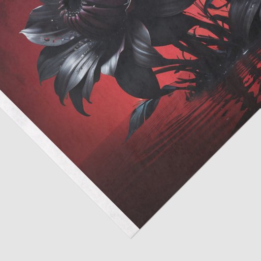 Zwarte bloemblaadjes stijgen - Decoupage - Tissuepapier (Detail)