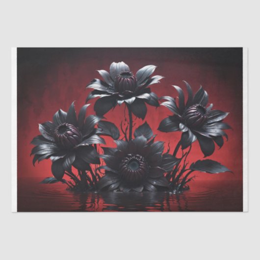 Zwarte bloemblaadjes stijgen - Decoupage - Tissuepapier (Voorkant)
