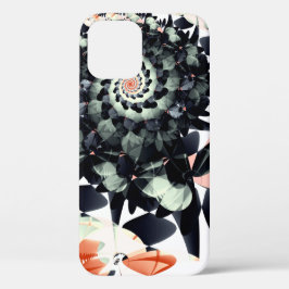 Zwarte bloemen abstract iPhone 12 hoesje