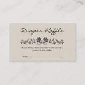 Zwarte Bloemen Baby shower Luier Raffle Kaart (Voorkant)