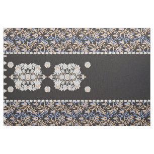 Zwarte bloemen behang. Boho Lace Textile Stof