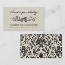 Zwarte Bloemen Boeken voor Baby Insert Kaart