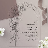 Zwarte Bloemen Boeket Boog Huwelijk Acryl Uitnodigingen