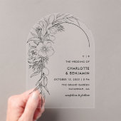 Zwarte Bloemen Boeket Boog Huwelijk Acryl Uitnodigingen (Insitu (Draagbaar))