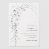 Zwarte Bloemen Boeket Boog Huwelijk Vellum Uitnodigingen (Voorkant)
