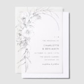 Zwarte Bloemen Boeket Boog Huwelijk Vellum Uitnodigingen (Offset)