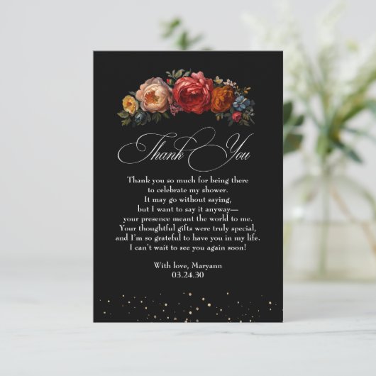 Zwarte Bloemen Botanische Moody Nederlands Bedankt (Staand voorkant)