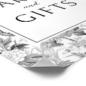 Zwarte Bloemen Chinoiserie Trouwkaarten en geschen Poster (Hoek)