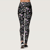 Zwarte Bloemen Dame Leggings (Achterkant)