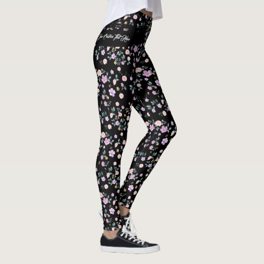Zwarte Bloemen Dame Leggings (Rechts)