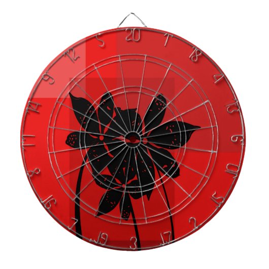 Zwarte bloemen dartbord (Voorkant)