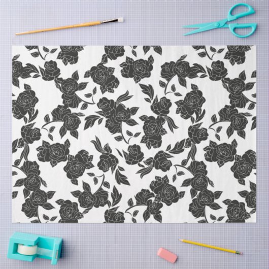  zwarte bloemen decoupage tissuepapier (Craft)