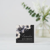 Zwarte Bloemen Elegante Professional Vierkante Visitekaartje (Staand voorkant)