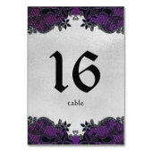 Zwarte bloemen en Paarse tafel nummer Kaart (Achterkant)