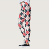 Zwarte bloemen en roze ventilator leggings (Links)